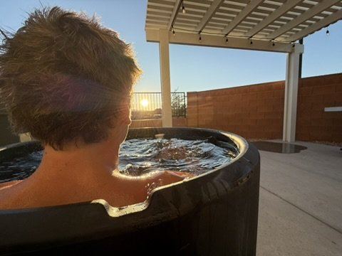 Cold plunge at sunset