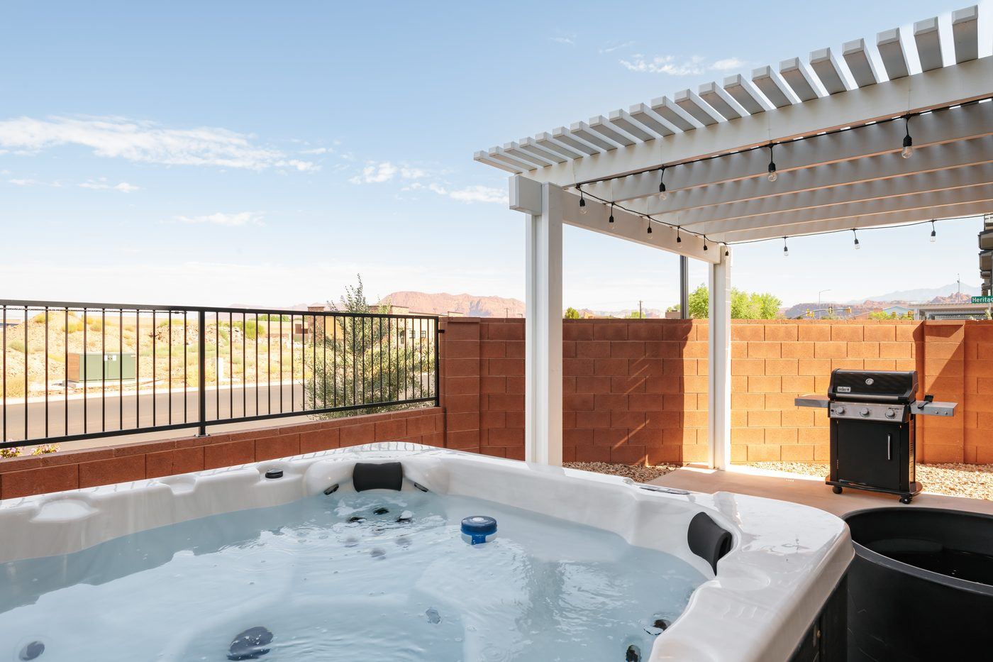 Hot tub with red rock views